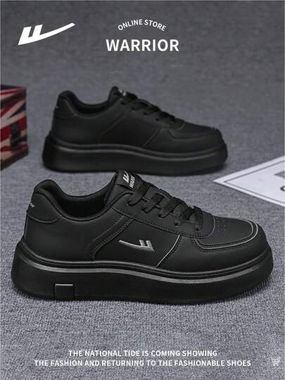 WARRIOR 1 Pair Men's Lace-Up Low-Top Casual Fashion Sneakers, Lightweight, Non-Slip, Suitable For Outdoor Sports