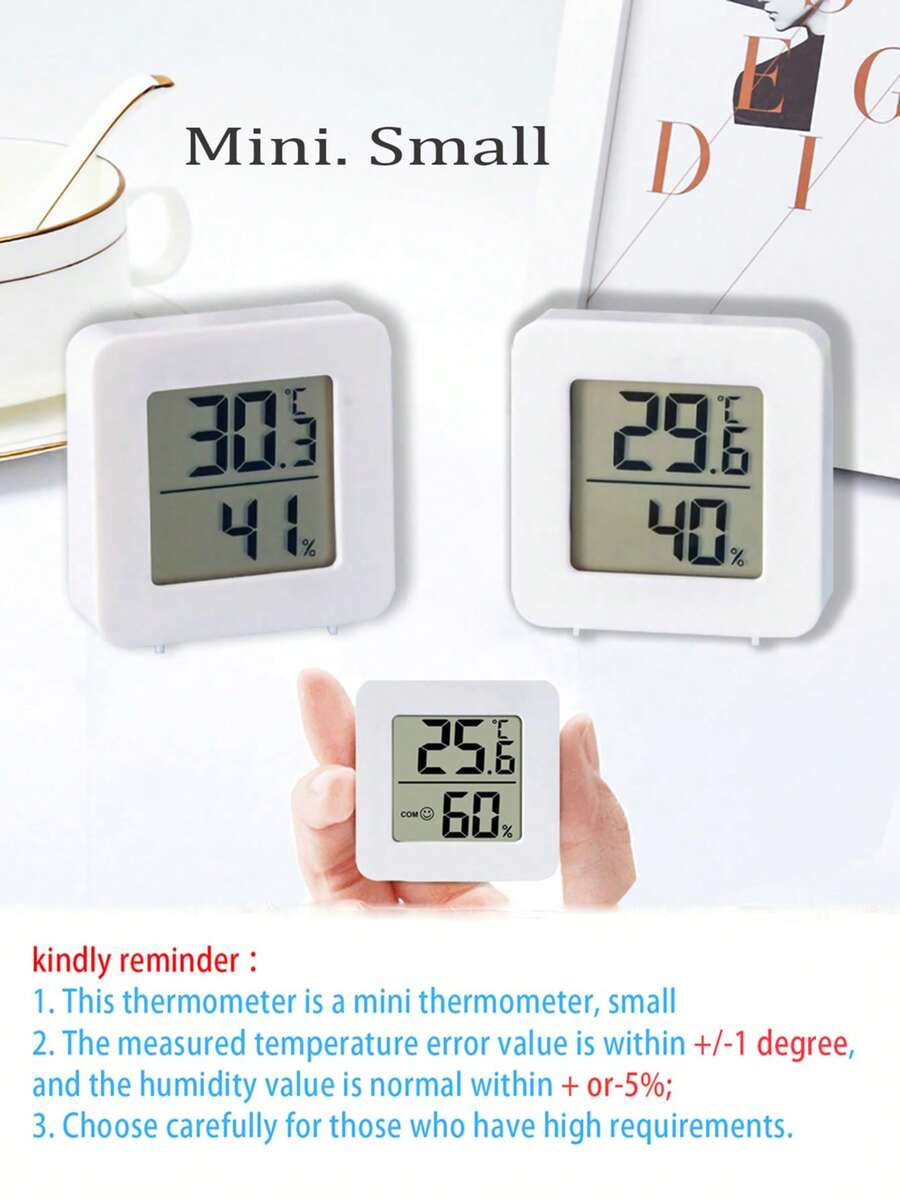 1个/2个/3个迷你室内温湿度计，数字温湿度计，高精度显示，壁挂式，小巧便携