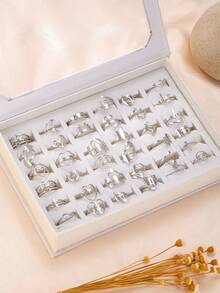 3/6/12/18/24/36pcs Fashionable & Cute Butterfly, Heart, Crown, Star, Diamond Multi-Element Ring Set, Suitable For Teenage Girls For Daily Wear Or Gift (Random Styles & Sizes, No Gift Box)