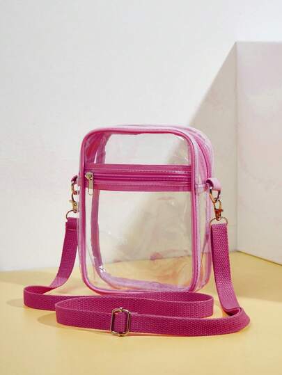 Women's Mini Clear Beach Crossbody Phone Bag Stadium Bag, Stadium Approved 19 X 14.5 X 5 Clear Transparent Purse Bag For Concerts Sports Events Festivals