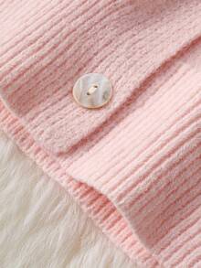 [Cozy Hooded Cardigan] Cozy Plus Size Fresh Pink & White Contrast Hooded Cardigan | Long Sleeve Button Details, Perfect For Fall/Winter - Hồng - Xem 4