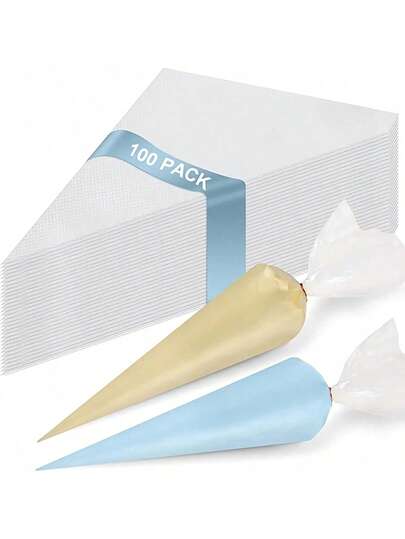 100pcs Piping Bags, Thick Pastry Icing Decorating Bags, Durable Plastic Frosting Bags For Kitchen And Restaurant, DIY Cake Decorating Products, Essential Baking Tools For Dessert Decoration