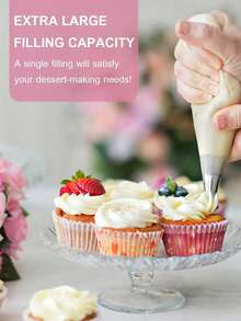 100 buah Kantong Piping, Kantong Dekorasi Kue Tebal, Kantong Frosting Plastik Tahan Lama untuk Dapur dan Restoran, Produk Dekorasi Kue DIY, Alat Memanggang Penting untuk Dekorasi Makanan Penutup - Clear - View 9