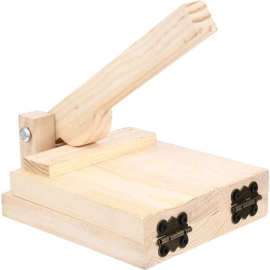 Presse à tortillas en bois, presse à boulettes, presse à pâte en bois, machine à tortillas traditionnelle, machine à tortillas de maïs robuste - Couleur du bois - Voir 1