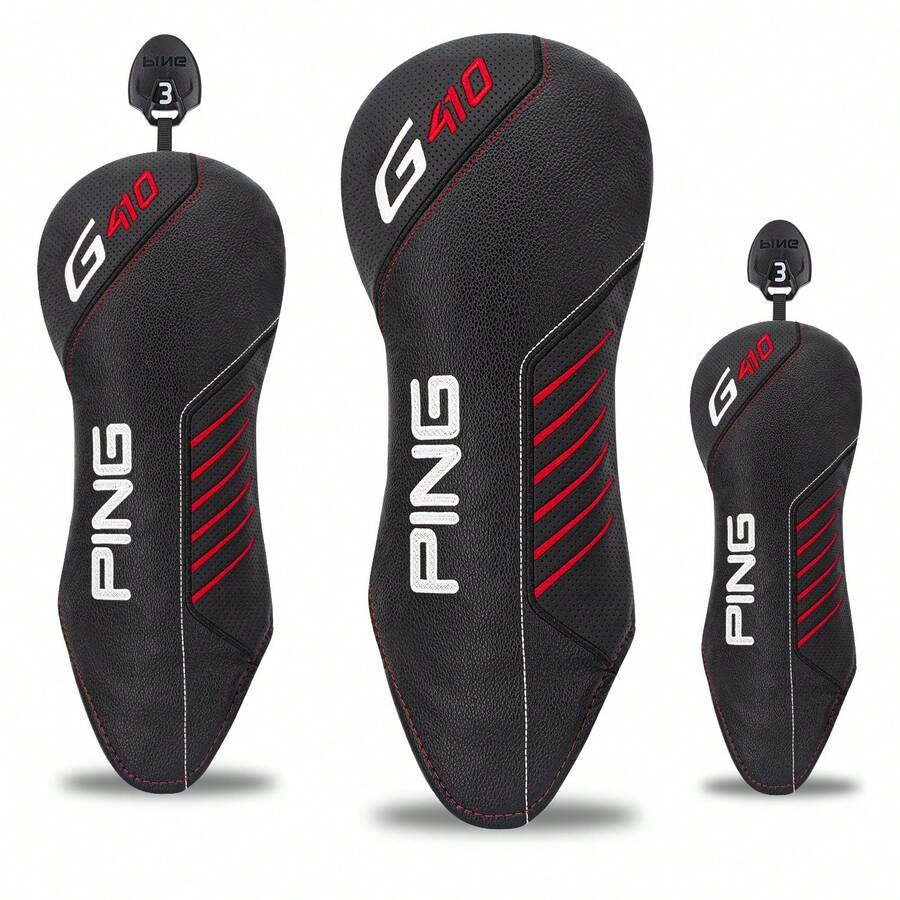 ​1pc Modern Digital Design Golf Club Head Cover - Vibrant Patterned Black For Fairway Wood & Hybrid Clubs | Premium Golf Gift For Discerning Enthusiasts - Black - View 1