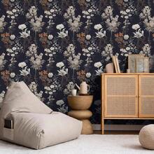 Floral Peel And Stick Wallpaper Vintage Floral Contact Paper 16.1inchx118.1inch Boho Flower Removable Wallpaper Dark Flower Self Adhesive Contact Paper Cabinets And Drawer Vinyl Roll - 16.1 英寸 x 118.1 英寸 - 查看 3