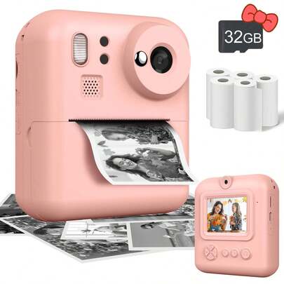 Kids Instant Print Camera, 48MP 1080P HD, 1300mAh Battery, 2 Printing Modes, 8X Zoom | Perfect Gift For Boys & Girls Ages 3-12, Fun Photography, Creative Play, Kidfriendly Design, Playful Gadget, Highquality Print, Lightweight Camera, Hd Camera, Instant Photo Printer, Young Photographers, School Project,Christmas And New Year Gift.