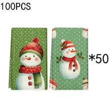 1 Set/2 Stücke/100 Stücke Geschirrtücher und Spültücher mit Schneemann Motiv, geeignet für Inneneinrichtung in Restaurants, Küchen, Bädern, Partydekoration, Feiertags-Geschenke und können als Weihnachtsgeschenke gegeben werden