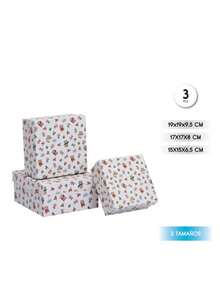 Juego de 3 cajas de regalo de embalaje con patrón premium, cajas de regalo de recuerdo, cajas de regalo de cumpleaños, cajas con tapa y fondo estilo Ins, pequeñas/medianas/grandes