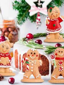 1PC Gingerbread Man Figurines, Christmas Gingerbread Man Ornaments, Resin Figurines Ornaments, Suitable For Room Decor Home Decor Bedroom Decor Christmas Decoration Christmas Giftsbirthday Gifts Wedding Birthday Decorations Christmas Decorations
