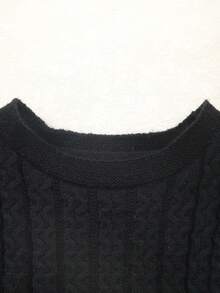 Girls' Round Neck Knitted Solid Color Pullover Sweater Vest With Side Bow Design, Suitable For Spring, Summer, Autumn - Black - View 2