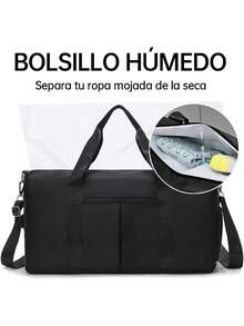 Bolsa grande de yoga y gimnasio con compartimento para zapatos, separación de seco y húmedo, impermeable, multifuncional, adecuada para gimnasio, viajes y ocio - Multicolor - Ver 6