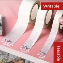 3 Rolls Beige White Masking Tape, Multi-Size Universal Painter'S Tape For Home, Office, School Supplies, DIY Art, Crafts, Labels 1.18in, 0.78in, 0.6in X 394in