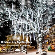 1pc 192LED Meteor Shower Christmas Lights, USB Powered Icicle String Lights, 8 Strings, Available In Blue, White, Multi-Color And Warm White, Suitable For Holidays, Weddings, Parties, Porch, Garden Decor, Christmas Tree Drip Decor, Creating A Charming Ambiance - Multicolor - View 12