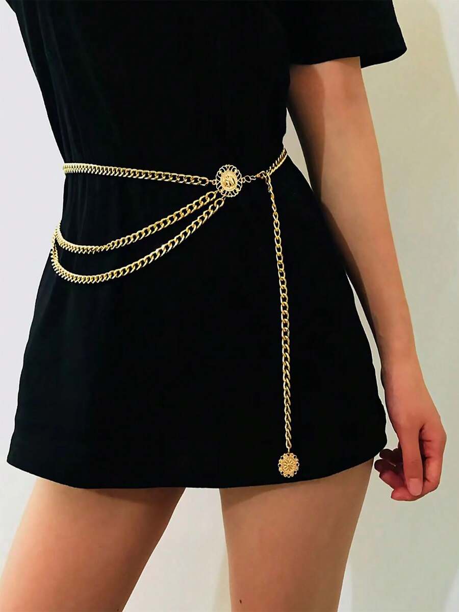 1Piece Chunky Alloy Layered Queen Head Pendant Body Chain - Retro Waist Chain Women's Streetwear  Jewelry - Nhiều màu - Xem 1