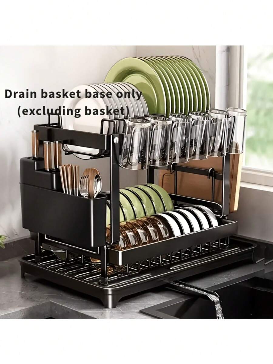 1 Piece (Only Bottom Drainage Tray) Durable Plastic Kitchen Sink Storage Tray And Clean Drainage Tray With Drainage Holes - Multifunctional Drainage Filter, Built-In Drainage Hole, No Manual Drainage Operation, Anti Clogging, Easy To Clean Sink Garbage Management Solution, Kitchen Countertop Utensil Drying Rack, Sink Storage Box