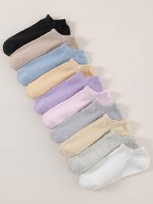 1双/10双 混色抽绳可爱百搭女士短袜 - 彩色 - 查看 7