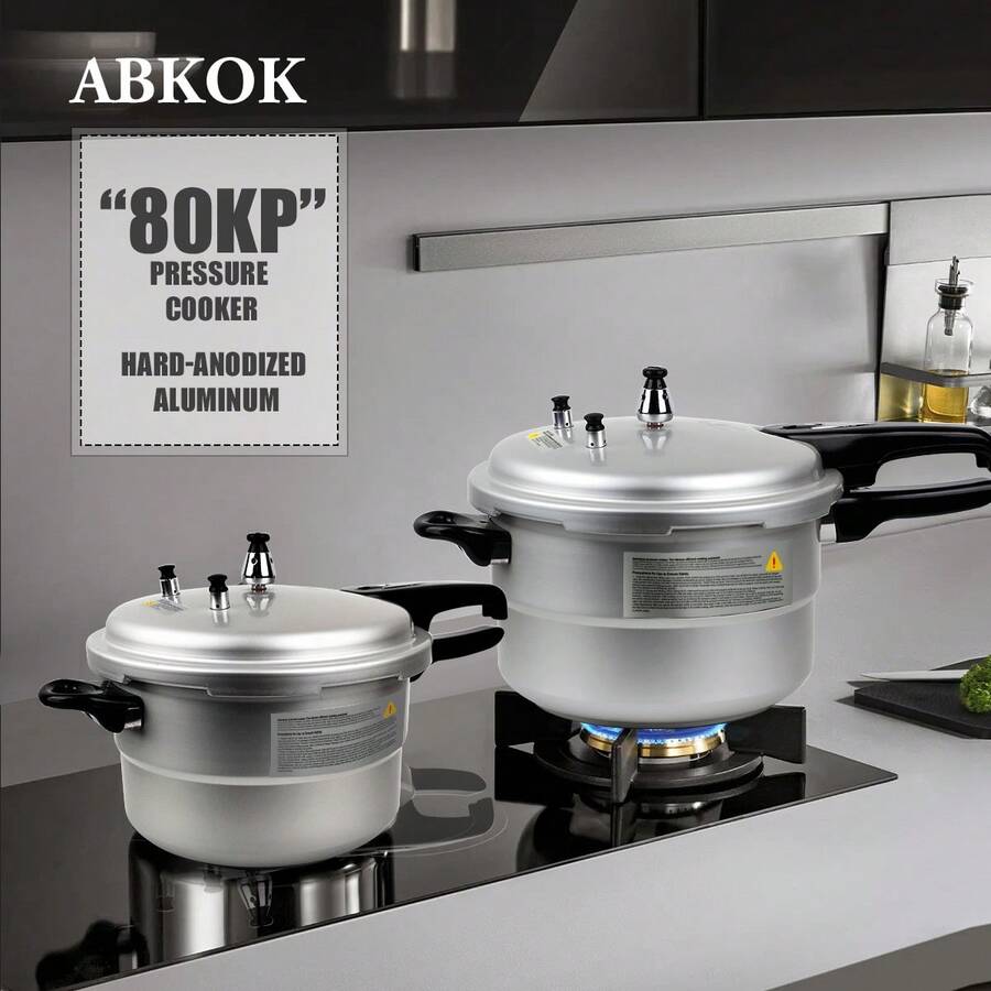 ABKOK 9.5 Quart Pressure Cooker,10Psi Induction Compatible Pressure Canner With Multiple Pressure Control& Protection,Fast Stewing, Durable,Light And Sturdy,Compatible With Gas Stoves & Induction Cookers,Silver, Family Dinner Supplies, Christmas Party Supplies - 9.5 Quart - View 1