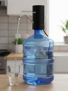 Dispensador de agua eléctrico recargable USB para garrafón portátil compacto accesorio cocina hogar diseño práctico compatible botella estándar carga rápida eficiente. - Negro - Ver 2