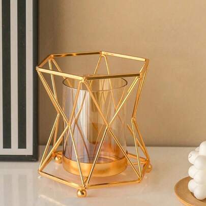 1件装豪华铁艺花瓶装饰，适用于家居客厅、婚礼装饰、浪漫烛光晚餐、餐厅装饰、家居装饰、花瓶、桌面装饰、情人节、婚礼、生日、房间装饰配件、秋季家居装饰、客厅装饰