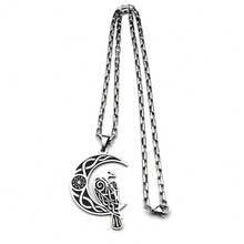 Celtic Style Bird And Crescent Moon Box Chain Pendant Necklace In Silver Color For Women Men Fashion Jewelry - Necklace - View 5