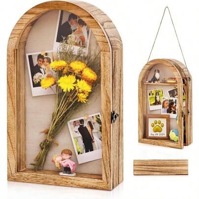 Shadow Box Frame 10x16 Large Shadow Boxes Display Cases With Linen Back And Removable Shelves Picture Frame Wedding Bouquet Memorabilia Medals Photos Memory Box For Keepsakes Carbonized Brown