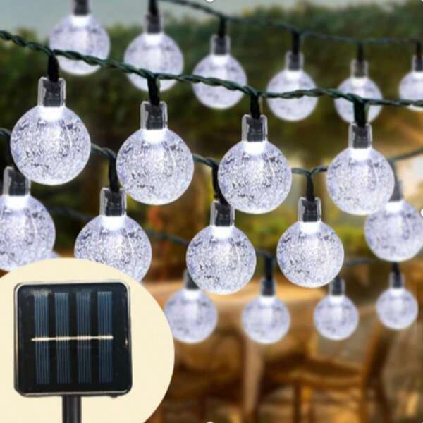 Majisu Solar-Powered Bubble Ball String Lights - 100/50/20 LED, 8 Lighting Modes, High Quality & Energy-Efficient For Garden, Patio, Yard, Christmas, Weddings & Outdoor Events, Festive Decorations | Vibrant String Lights | Versatile Installation, Solar String Lights, MaJisu