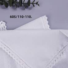 3条/套纯白蕾丝手帕，图案为“快乐”字样，适合作为礼物送给朋友或母亲，尺寸为27.5厘米/10.8英寸，轻薄透气。 - 白色 - 查看 3