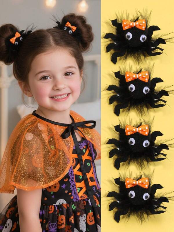 2 piezas Pinzas para el cabello con diseño de araña de Halloween, pinzas de cocodrilo lindas, pasadores para el cabello para disfraces de Halloween, fiesta y decoración de atuendos góticos, accesorios para el cabello para adolescentes