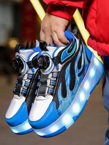 Unisex LED aufladbare Rollerschuhe, Kinder Rollschuhe, multifunktionale verwandelbare Rollerschuhe, geeignet für alle Jahreszeiten, mit abnehmbaren Rädern für Outdoor- und Sport-Rollschuhlaufen