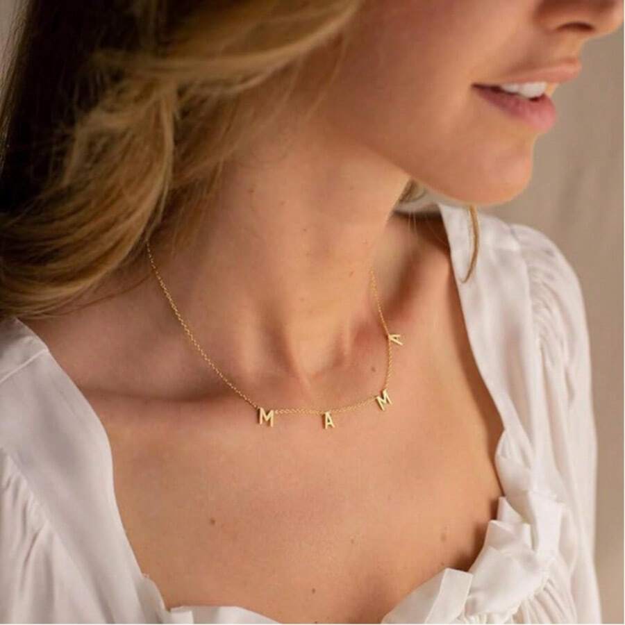 1 Stück minimalistischer MAMA Buchstaben Anhänger Halskette, vielseitiges Design, einzigartiges Geschenk für Frauen