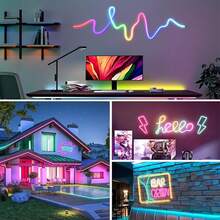 TYUTE 1PC Intelligent RGB LED Woven Light Strips, With A Simple And Convenient USB Interface, A Length Of 9.84ft That Can Be Freely Cut, Can Be Controlled By A Mobile Phone Application To Adjust The Brightness Of The LED Rope Light, Synchronously Change Color Music, Synchronously Change LED Light Strips, Indoor Decoration Atmosphere Light Strips, Halloween And Christmas Lighting Decorations - 彩色光 - 查看 7