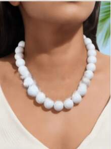 Conjunto de colar e brincos de contas de cor dopamina, 1 peça, moderno, exagerado e chamativo, de alta qualidade, adequado para uso diário feminino, banquetes e festas