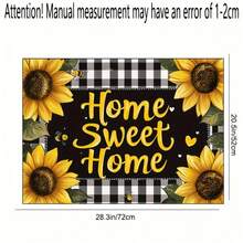 1pc Sunflower & Black White Checkered Heat-Resistant Glass Stove Top Protector - Non-Slip, Durable, Easy To Clean, Fits Electric Glass Stoves, Flat Top Ovens, Dryers, Coffee Makers - Stylish Kitchen Decor, Perfect Holiday Gift, Stove Top Protector, Appliance Accessory, Decorative Kitchenware, Easyclean Surface - 52公分*72公分/20.5吋*28.3英寸 - 查看 9