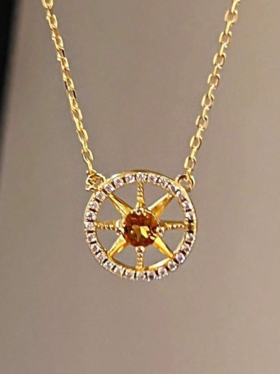 1 Stück Vintage Luxus Kubikzirkonia Achteckige Halskette, elegantes minimalistisches Design, geeignet für den täglichen Gebrauch von Frauen, Valentinstag/Geburtstagsgeschenk