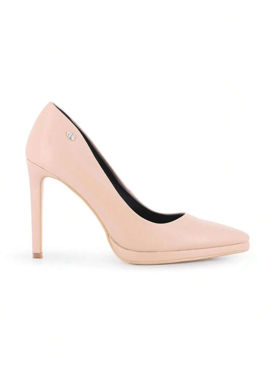 Blogger Scarpe con tacco alto in pelle sintetica beige con punta affusolata, modello SIGRID 01. Consegna entro 24/72 ore in Spagna (penisola). - Beige - Visualizzare 1