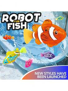 1/4 件儿童电子鱼夏季洗澡玩具宠物玩具游泳机器鱼带 LED 灯儿童水上游泳池浴缸玩具趣味礼物