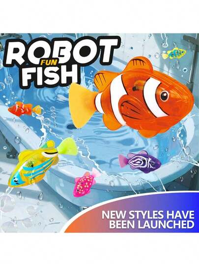 1/4 件儿童电子鱼夏季洗澡玩具宠物玩具游泳机器鱼带 LED 灯儿童水上游泳池浴缸玩具趣味礼物