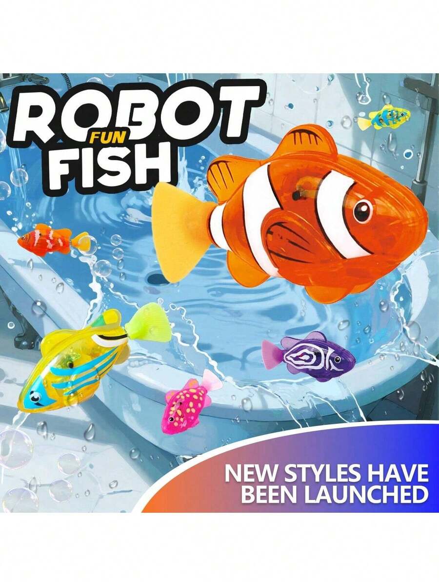 1/4 件儿童电子鱼夏季洗澡玩具宠物玩具游泳机器鱼带 LED 灯儿童水上游泳池浴缸玩具趣味礼物