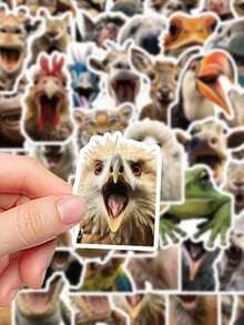 50pcs Funny Animal Face Decor Stickers For Skateboard, Phone Case, Laptop, Fridge, Luggage, Bedroom, Tablet, Notebook, Learning Reward Gift - Multicolor - View 3