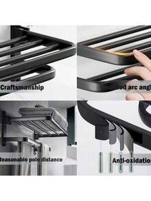 1 thanh treo khăn tắm bằng thép không gỉ màu đen, giá treo khăn tắm gắn tường chịu lực cao, giá để giày gắn tường, kệ đựng đồ một thanh, giá sắp xếp khăn tắm, giá để giày, thanh treo khăn tắm tối giản, thanh treo khăn tắm đơn, thích hợp cho trang trí và phụ kiện phòng tắm, kệ sắp xếp đồ đạc. - màu đen - Xem 10