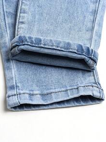 Boys' Classic Dark Washed Blue Straight Leg Jeans, Suitable For Summer & Autumn - Medium Wash - View 9