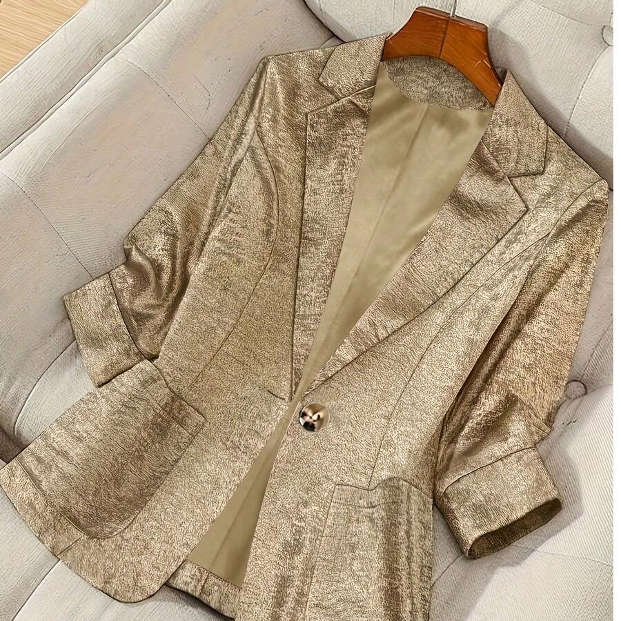Women's Elegant Professional Work Blazer - Gold - View 1