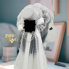 Gothic Mini Top Hat With Clip Rose Chains Vintage Hair Accessories For Women For Tea Party Halloween Stage - trắng - Xem 5