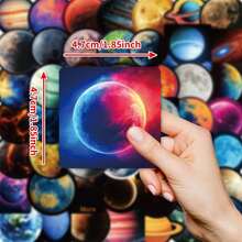 50 Matte Dark Universe Planet Stickers - Suitable For Plastic, Glass, Metal, Irregular Phone Cases, Laptops, Water Bottles, Scrapbooks And Diaries: Unique Decorative DIY Stickers, One-Time Color Pasting Stickers - 1 - View 2