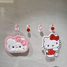 Gancho de parede Sanrio Hello Kitty - Organizador adesivo fofo para toalhas, bolsas, chaves e muito mais - Fácil instalação, gancho decorativo de plástico rosa com design Hello Kitty, perfeito para acessórios de cozinha, banheiro, quarto e escritório, ganchos utilitários