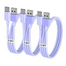 1~3 件 USB A 至 USB C 快速充电线，长 3FT/6FT 车载充电器 C 型线，兼容 17 16 15 Pro/Pro Max/Plus，兼容三星 Galaxy S25 S24 S23 S22 S21 S20 S10 A55 A54 翻盖兼容 16、16 Pro Max、15、15 Plus、15 Pro、15 Pro Max，兼容 Redmi，兼容 OnePlus - 紫色 - 查看 10