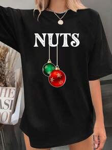 Feliz Navidad Caballo con Gorro de Santa, Camiseta Colorida de Bastón de Caramelo - Camiseta impresa con letras de Feliz Navidad y copos de nieve, 100% algodón, top de mujer de otoño de Navidad - Rojo y blanco - Ver 1