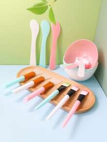 Set de 5 piezas de tazón para mascarilla facial, tazón de plástico grande para mascarilla facial DIY Spa, paleta, cepillo de silicona, herramientas de belleza