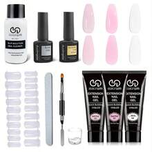 Poly Nail Gel Kit Starter Kit With  3pcs Coscelia Poly Extension Gel For Beginners Clear Pink White Nail Art Quick Building Gel Manicure Kits Gift For Women DIY At Home, DUOLINGDAI - Multicolor - View 9